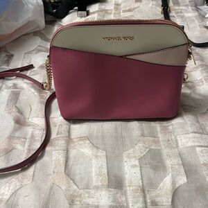 Michael Kors Fuchsia and Beige Crossbody Bag